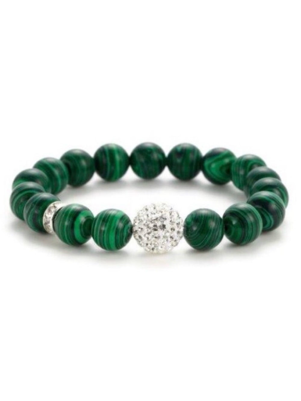 Very Me Green Malachite-Pattern Beaded Bracelet with Sparkling Pavé Accent